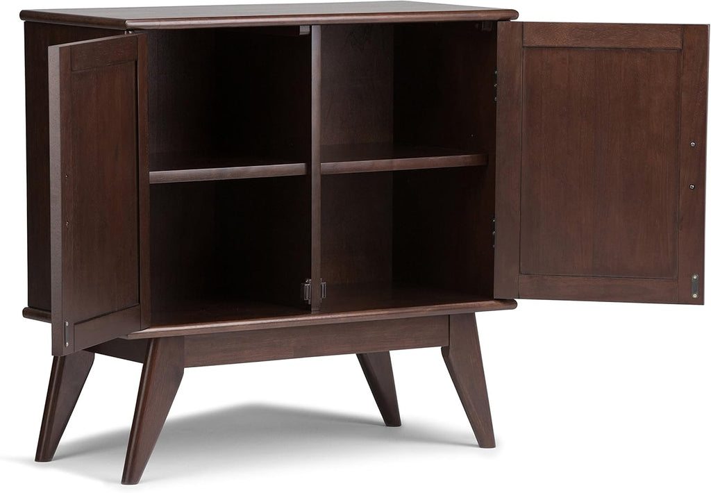 Medium Auburn Brown Solid Wood Low Storage Cabinet with 2 Doors and 2 Adjustable Shelves F68081