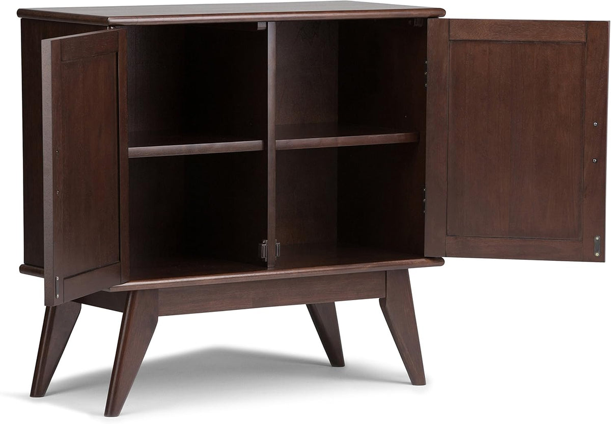 Medium Auburn Brown Solid Wood Low Storage Cabinet with 2 Doors and 2 Adjustable Shelves F68081