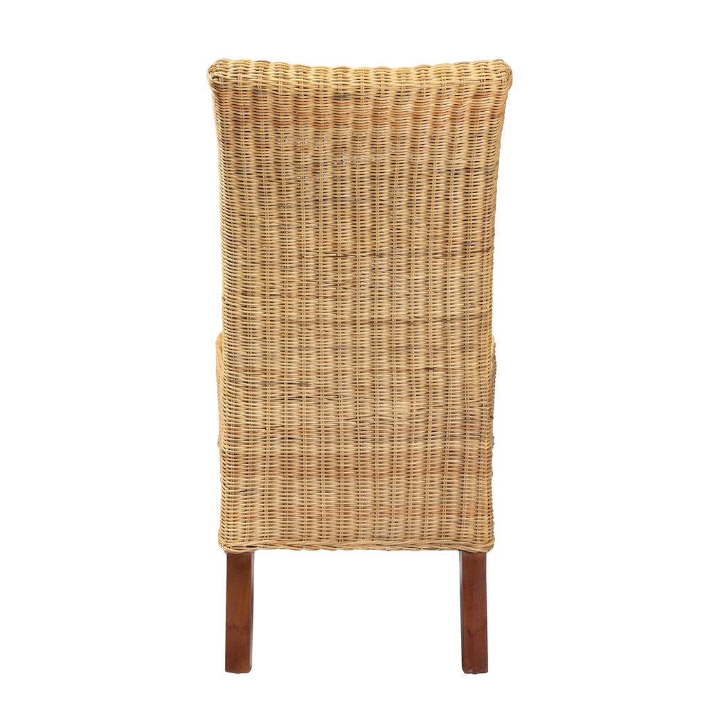 Natural Rattan and Mahogany Wood Dining Chair A1815