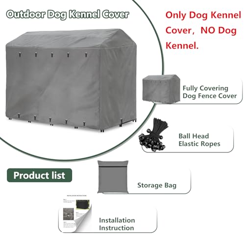 Black Waterproof Outdoor Dog Kennel Cover with PVC Window and Mesh N18415