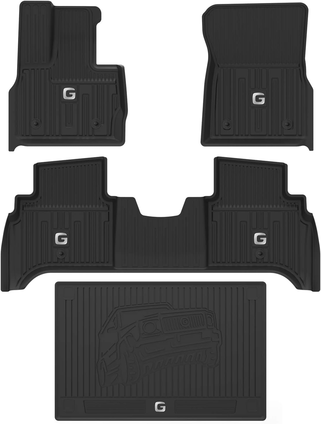 TPE All Weather Custom Fit Floor Mats 1st & 2nd Row Full Set Black M44163