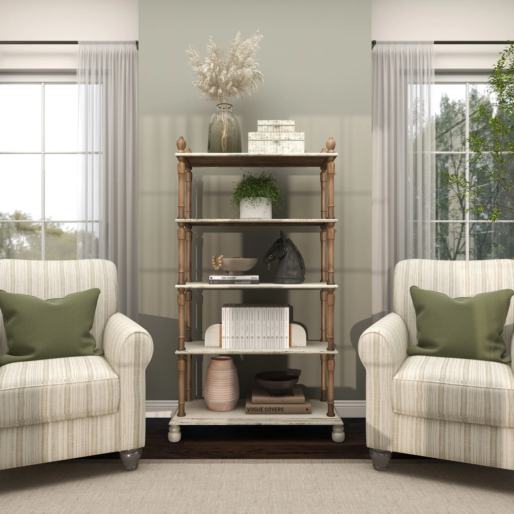 White Wood 5-Tier Shelving Unit I31246