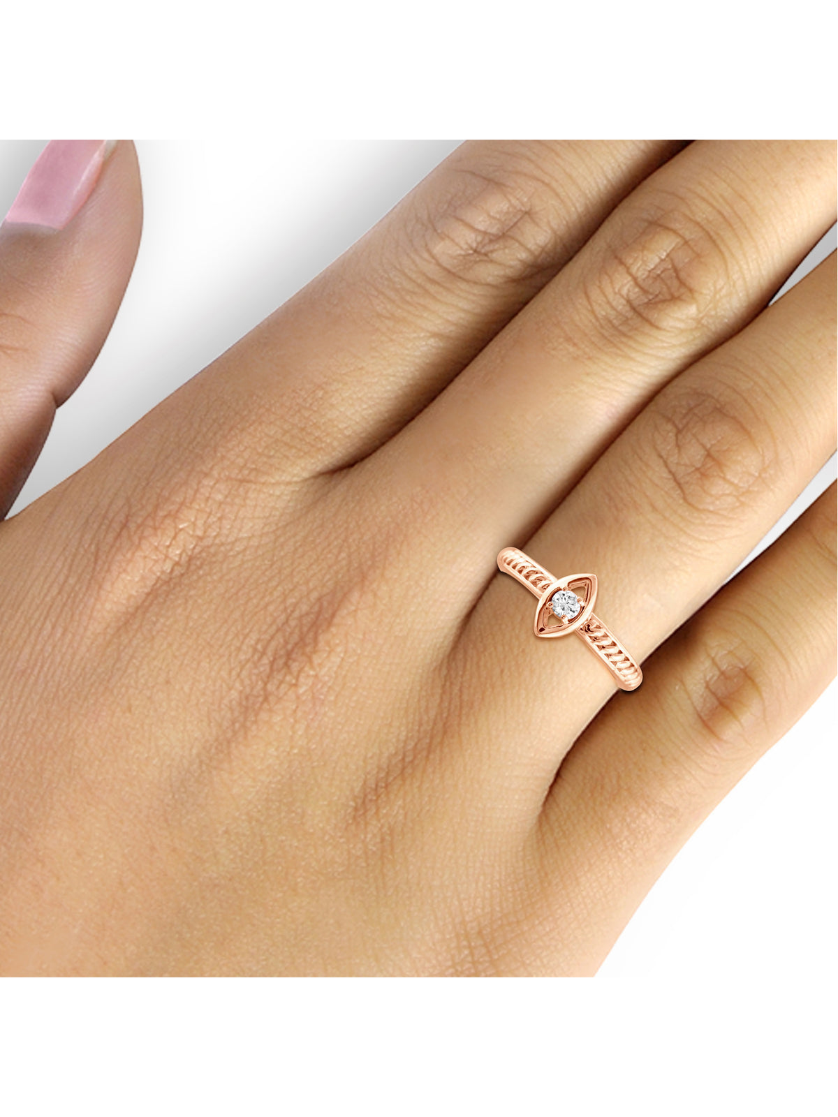 1/10 Carat White Diamond Ring Rose Gold Over Silver Y68026