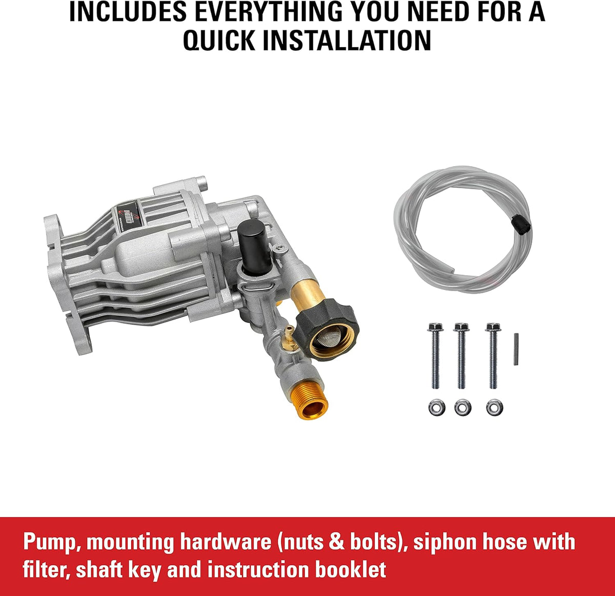 Horizontal Axial Cam Replacement Pressure Washer Pump Kit, 3300 PSI, 2.4 GPM, 3/4 Shaft, Silver R200