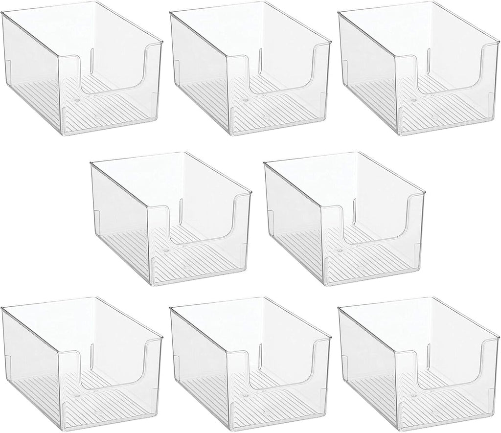 Clear Stackable Plastic Open Front Storage Organizer Bin Basket, 8 Pack N480