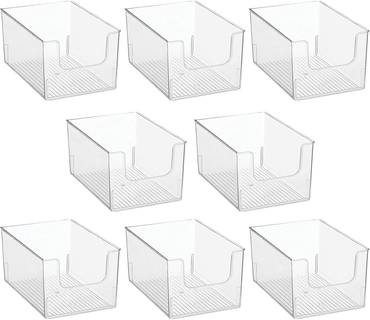 Clear Stackable Plastic Open Front Storage Organizer Bin Basket, 8 Pack N480