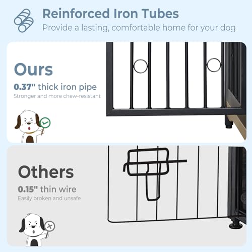 71'' Wooden Double Dog Crate Kennel Cage, Brown Y144