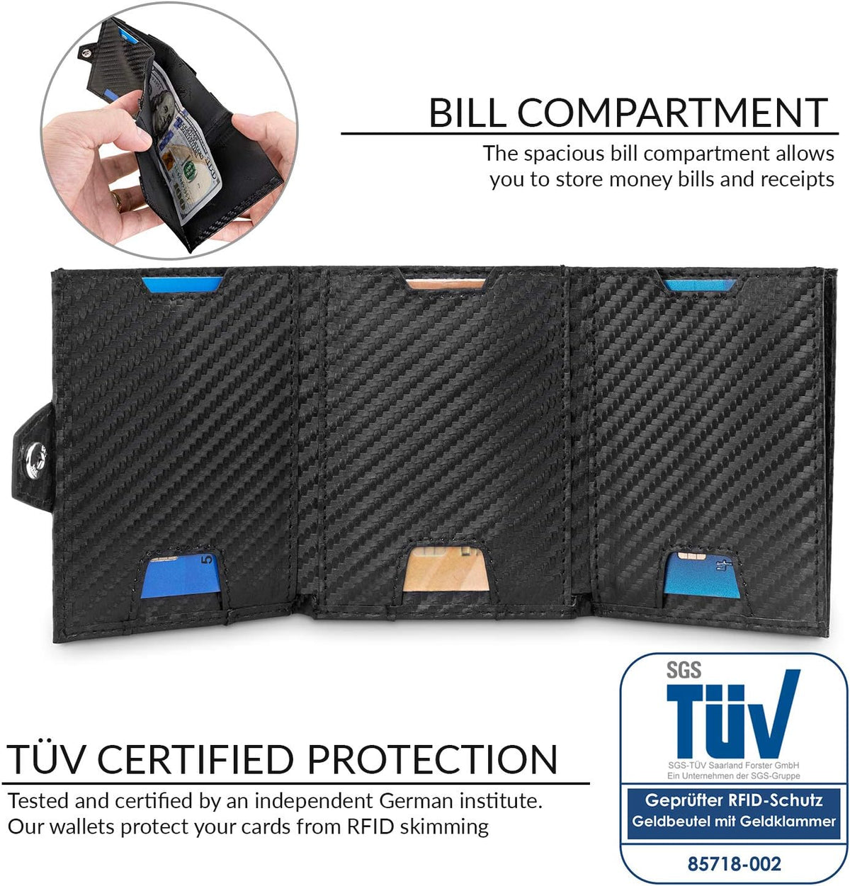 Slim Carbon RFID Minimalist Front Pocket Wallet O80979