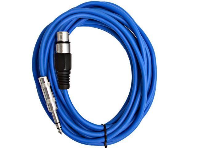 6 Pack 25 ft XLR Female to 1/4 TRS Patch Cable Snake Cords Blue H9514