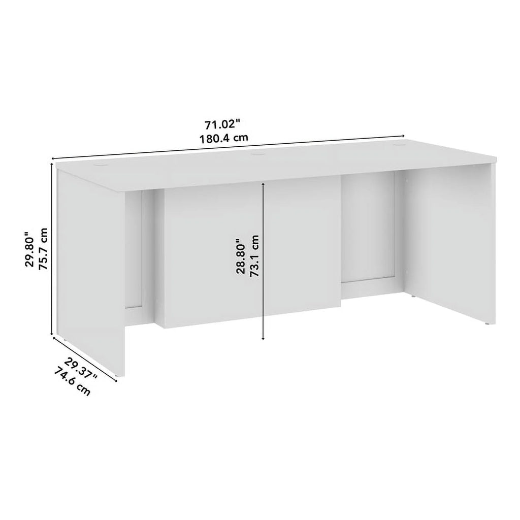 White Engineered Wood Executive Desk H736