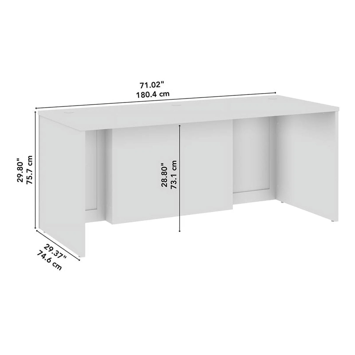 White Engineered Wood Executive Desk H736