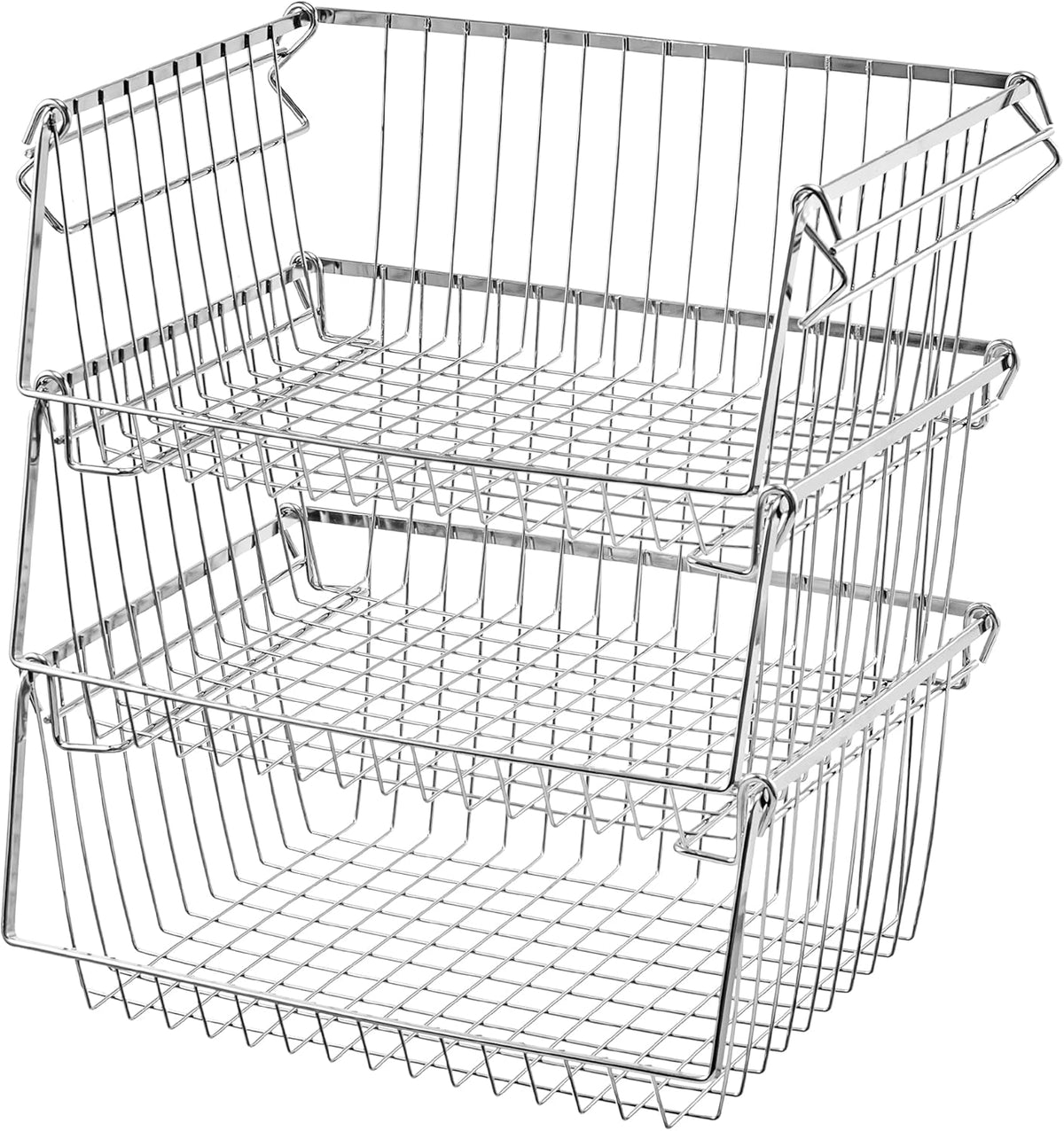14 Stackable Wire Baskets with Handles, Set of 2 L663
