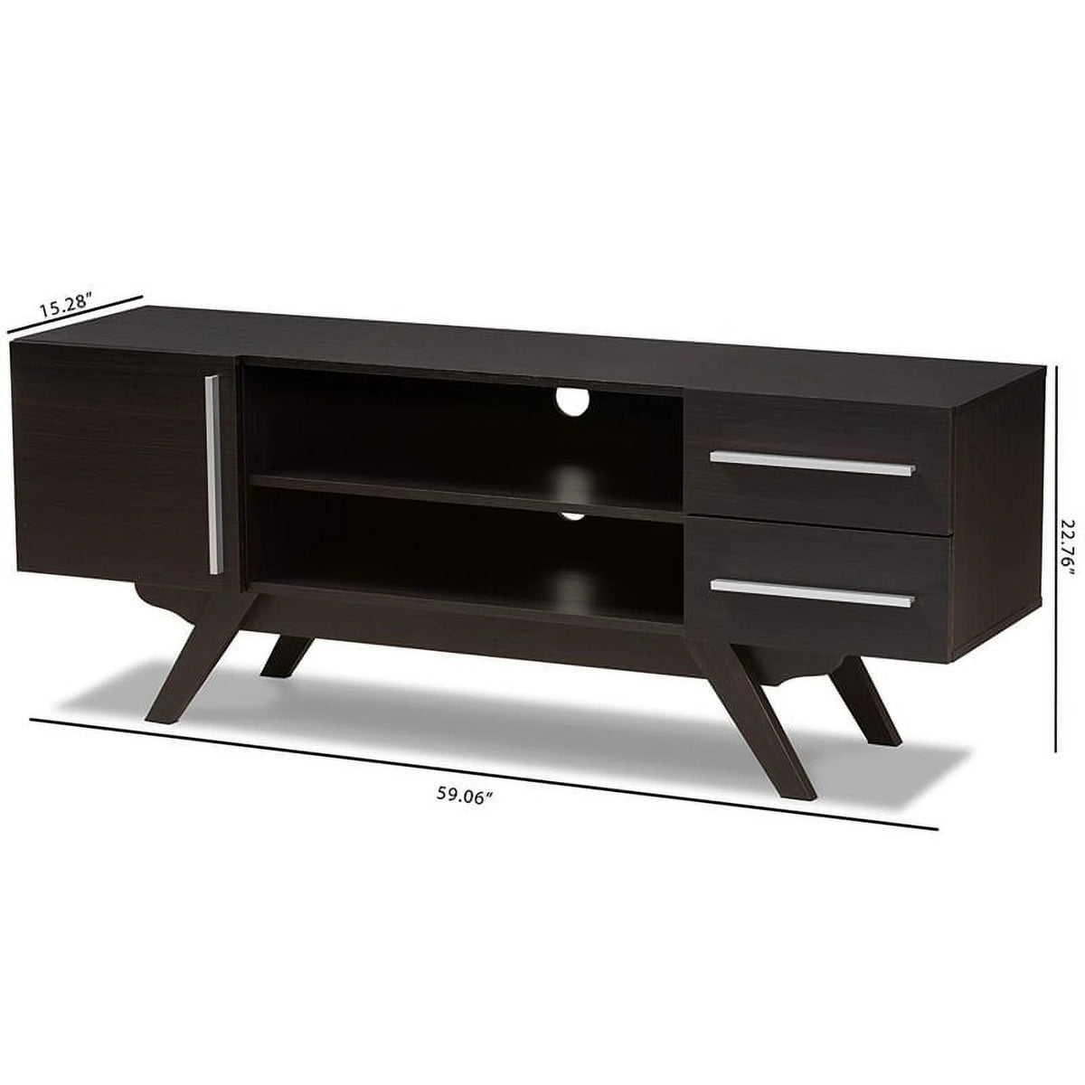 60" Mid-Century Modern TV Stand Console Entertainment Center in Dark Brown G2363
