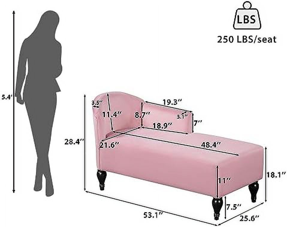 White Vintage Velvet Chaise Lounge Chair with Solid Wood Legs H8970
