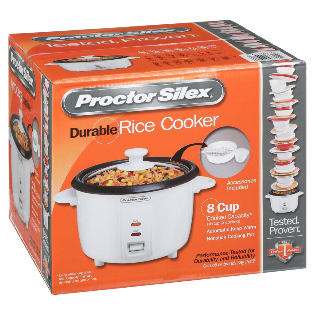 White 8 Cups Rice Cooker & Food Steamer A8523