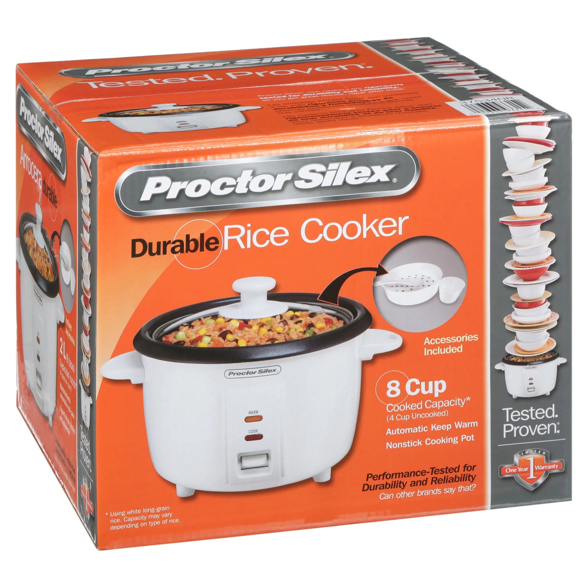 White 8 Cups Rice Cooker & Food Steamer A8523