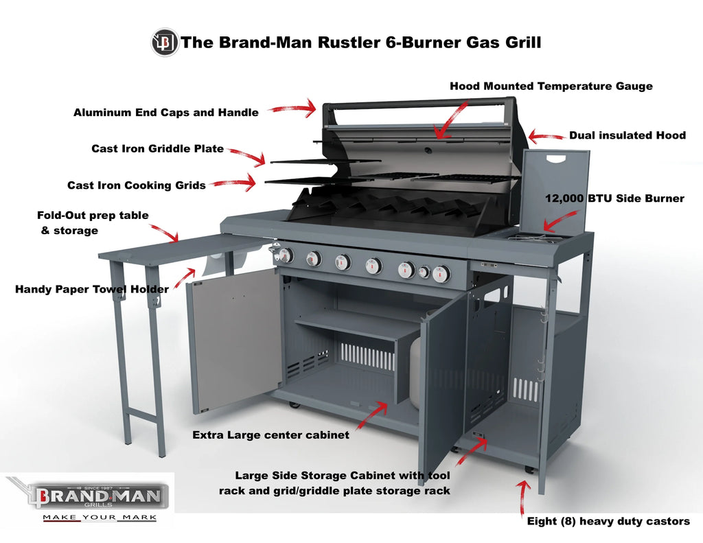 6 Burner Propane Gas Grill and Kitchen Island X60885
