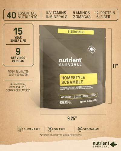 MRE Homestyle Scramble Eggs, Ready to Eat Meals (9 Servings) Freeze Dried Emergency Food Supply N354