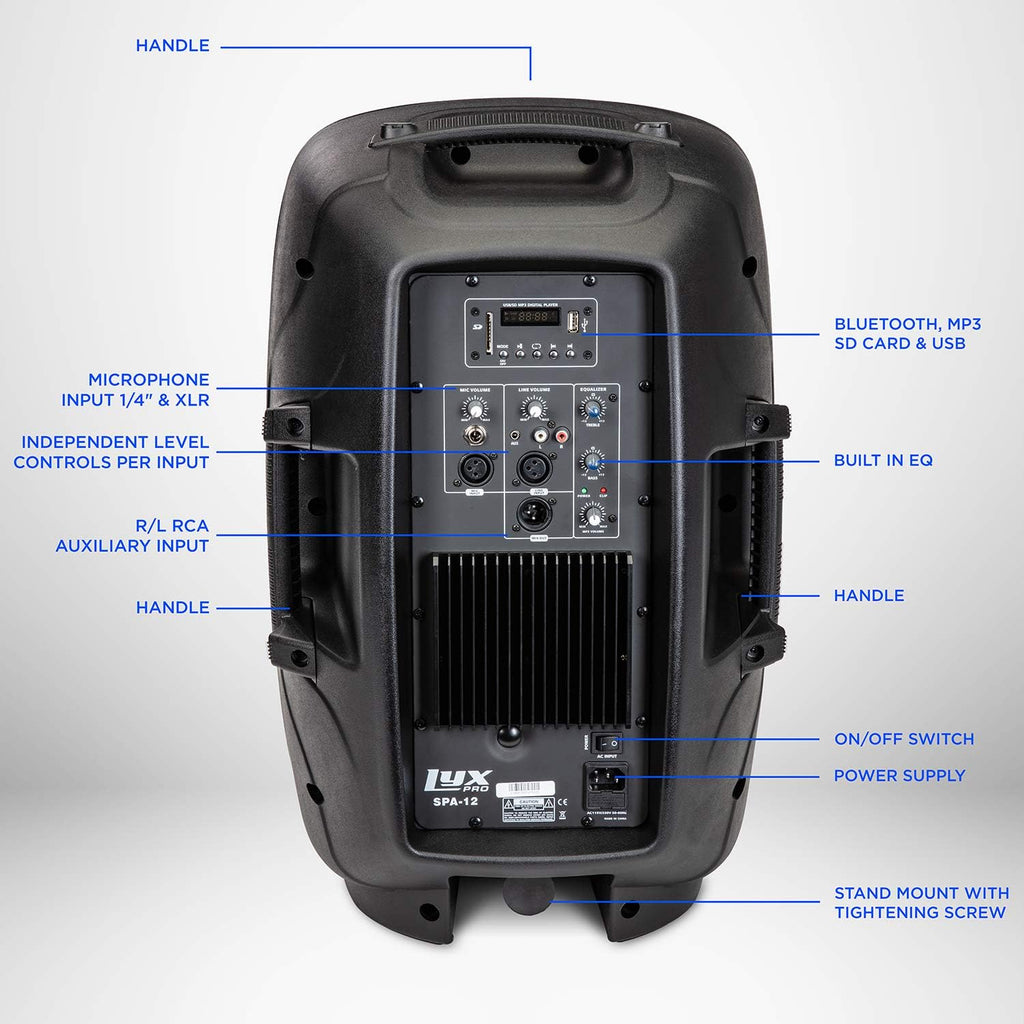 12 PA System Portable Active Speaker with Bluetooth T73610