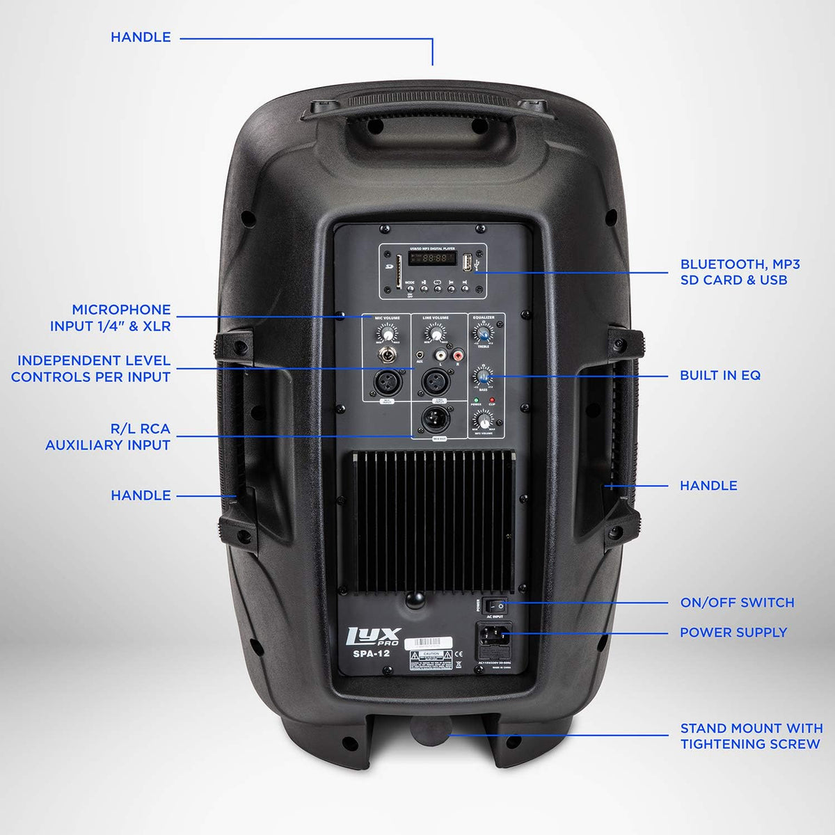12 PA System Portable Active Speaker with Bluetooth T73610