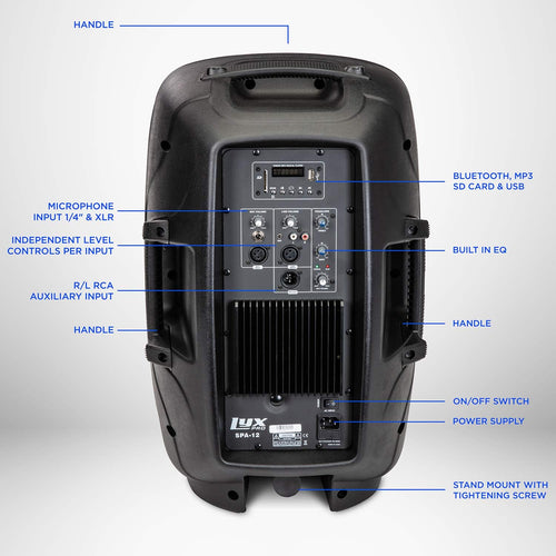 12 PA System Portable Active Speaker with Bluetooth T73610
