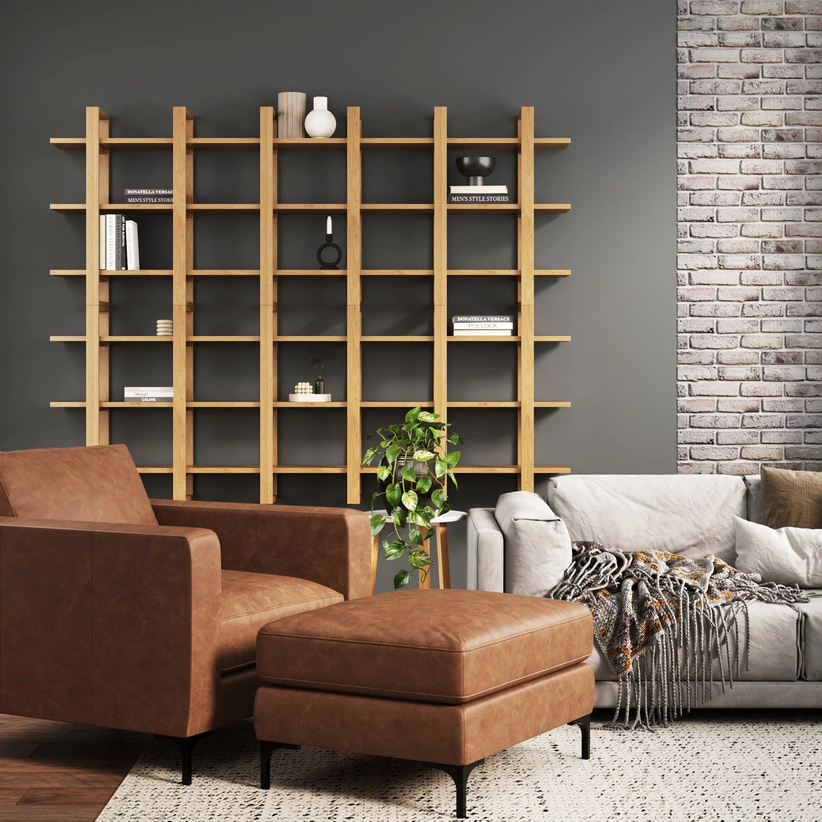 3-Tier Solid Wood Wall Book Shelves H75120