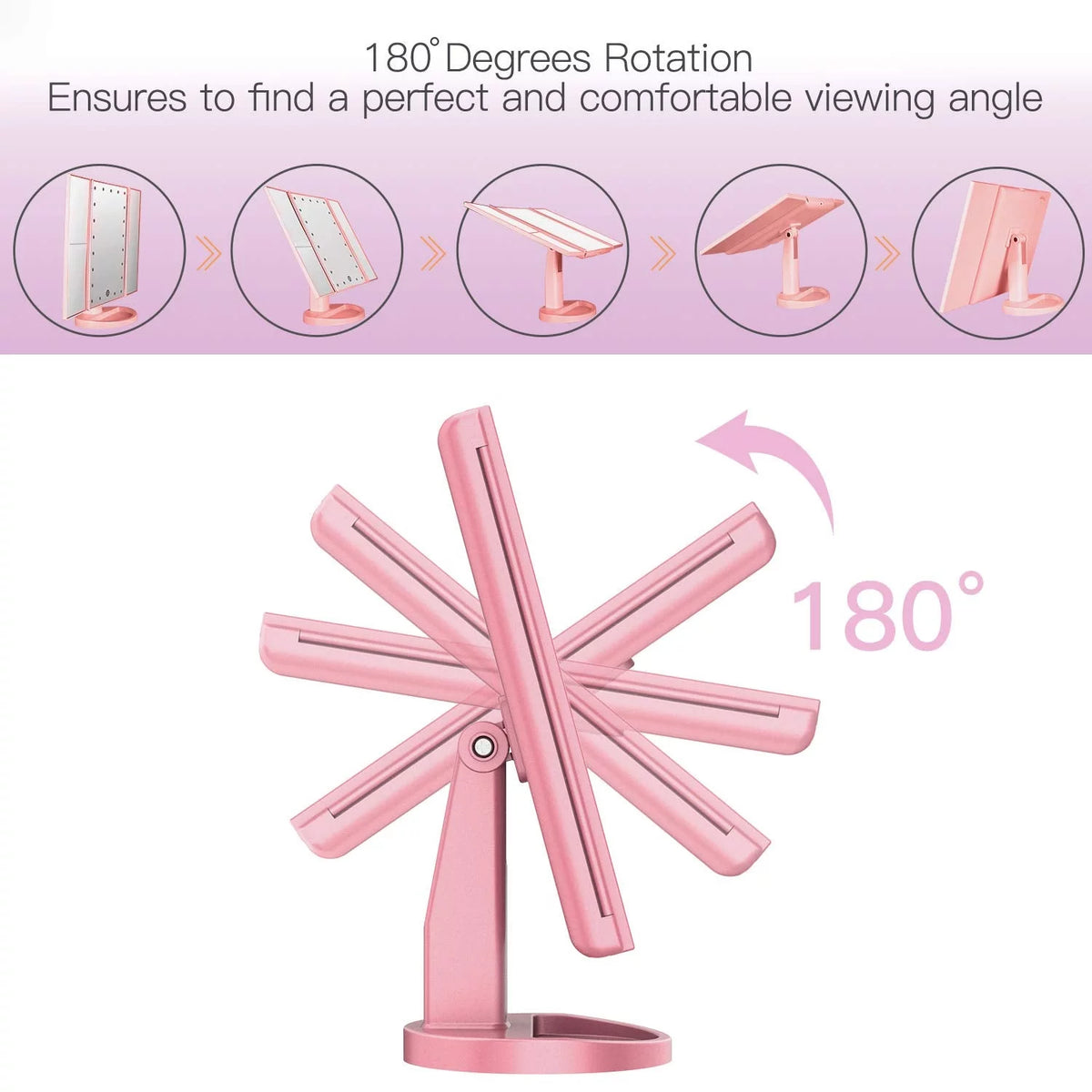 Trifold Makeup Vanity Mirror with Lights W8951