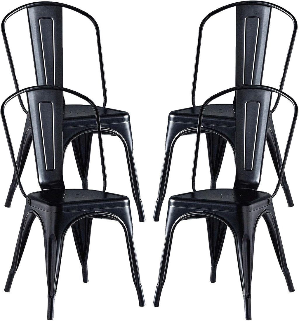 Blue Metal Stackable Dining Chairs Set of 4 N206