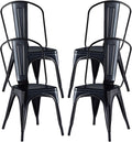 Blue Metal Stackable Dining Chairs Set of 4 N206