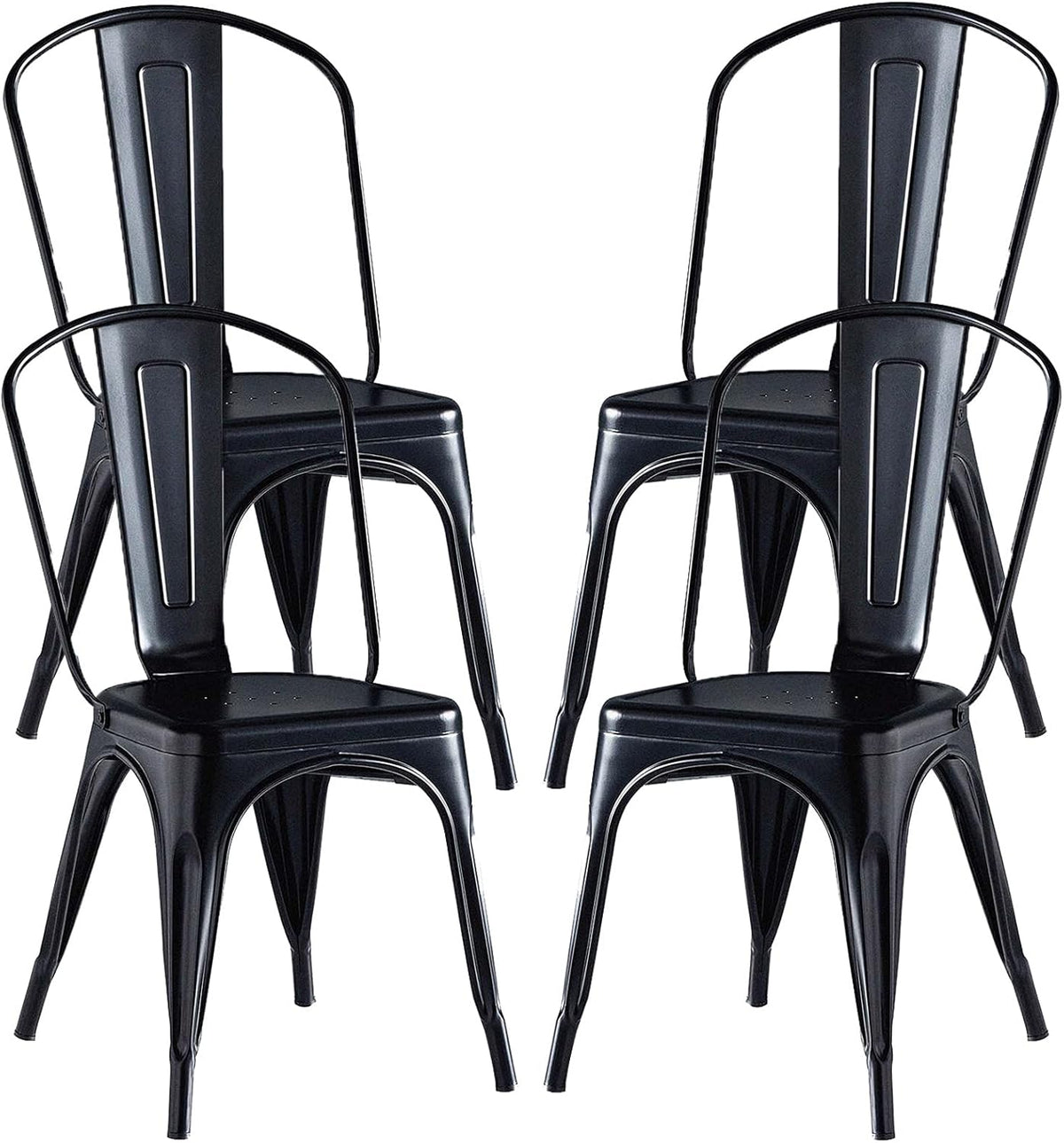 Blue Metal Stackable Dining Chairs Set of 4 N206