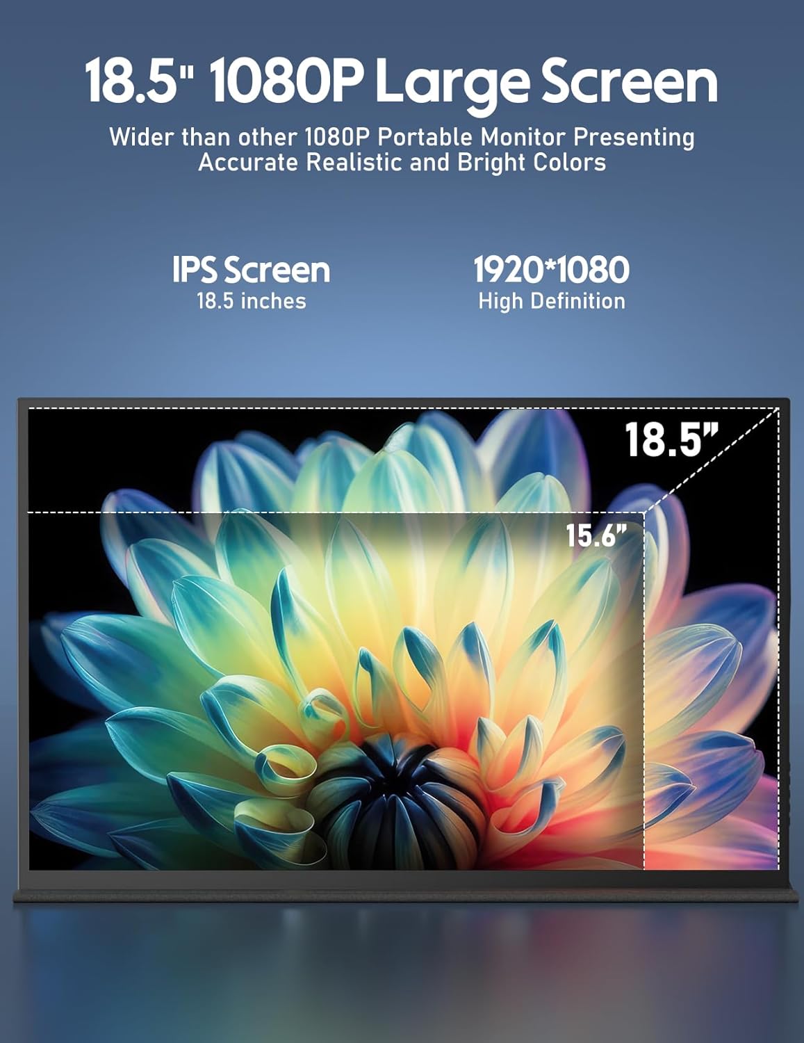 18.5 inch 100Hz Portable Monitor 1080P FHD IPS HDR Gaming Display I3942