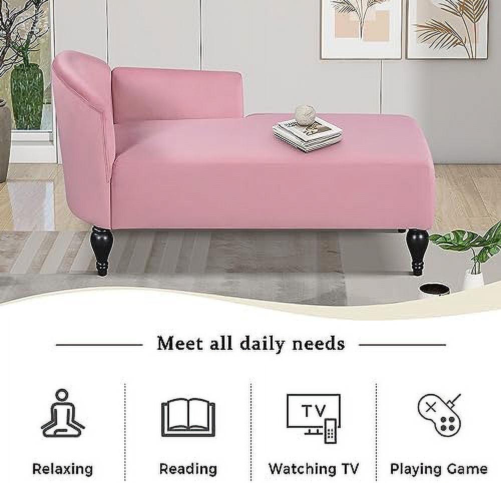 White Vintage Velvet Chaise Lounge Chair with Solid Wood Legs H8970