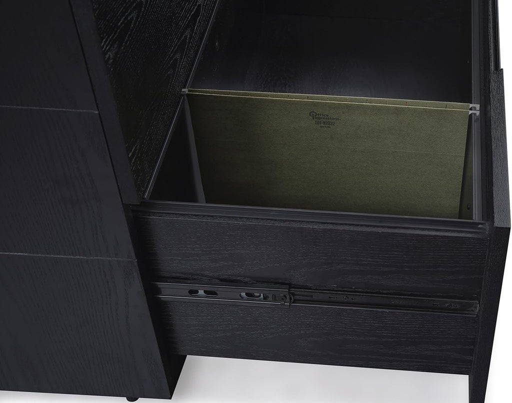 Black Oak 2 Drawer Lateral Filing Cabinet Y279
