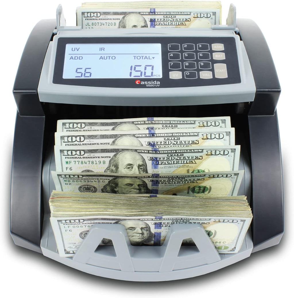 Money Counter with UV/MG/IR Counterfeit Detection, Add and Batch Modes, Large LCD Display P566