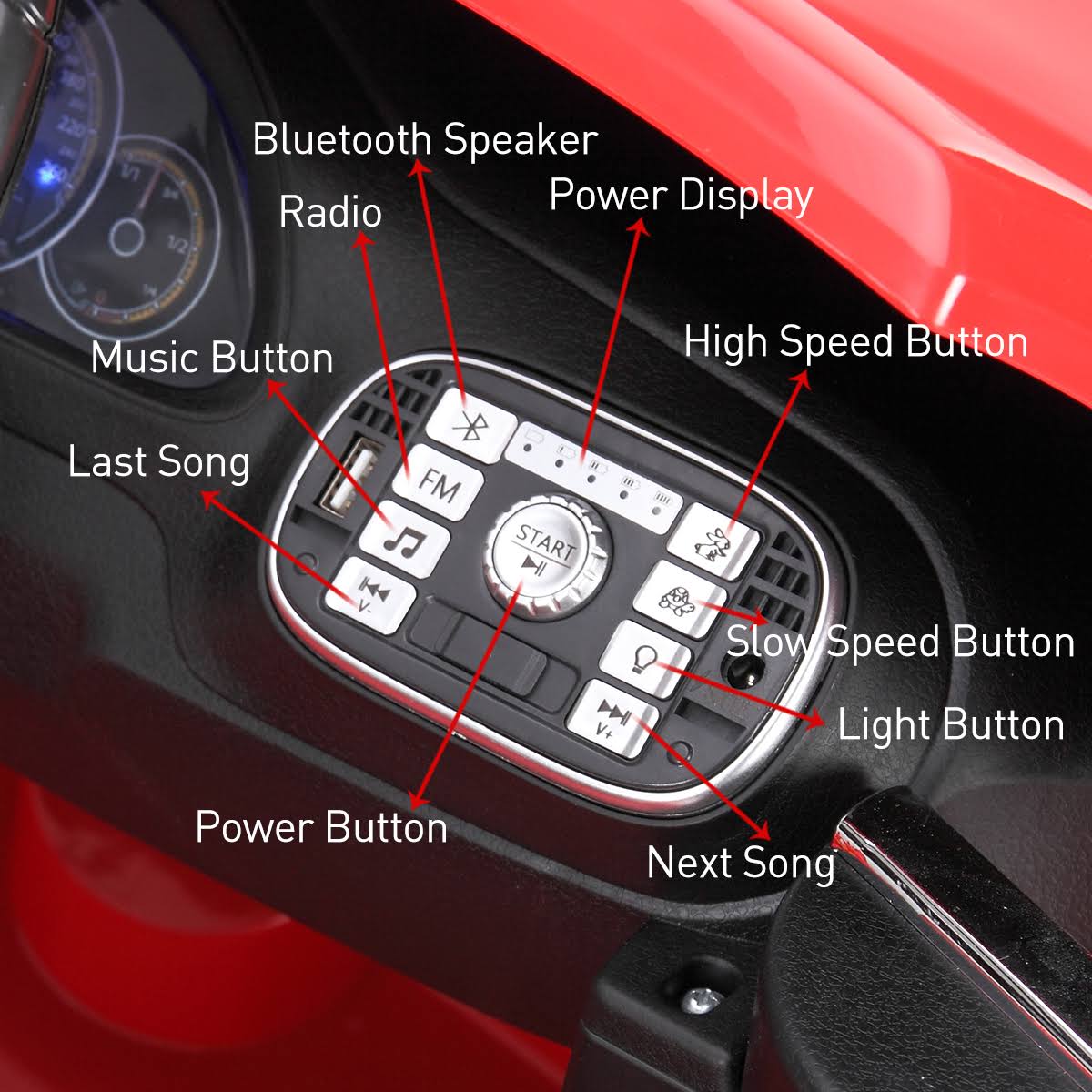 Red 12V Battery Powered Ride on Toy Car with Remote Control T806