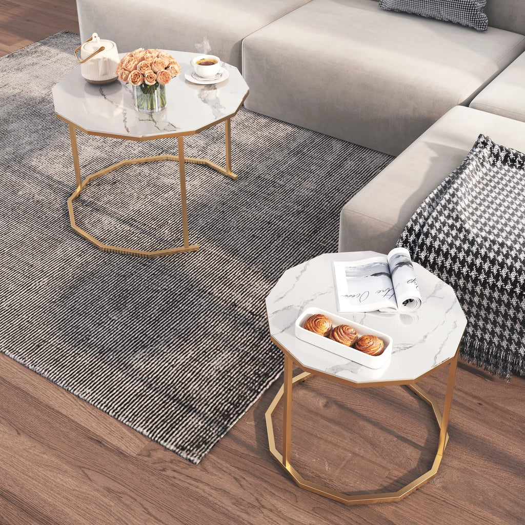 White Marble Coffee Table 12 gon Shape I650112