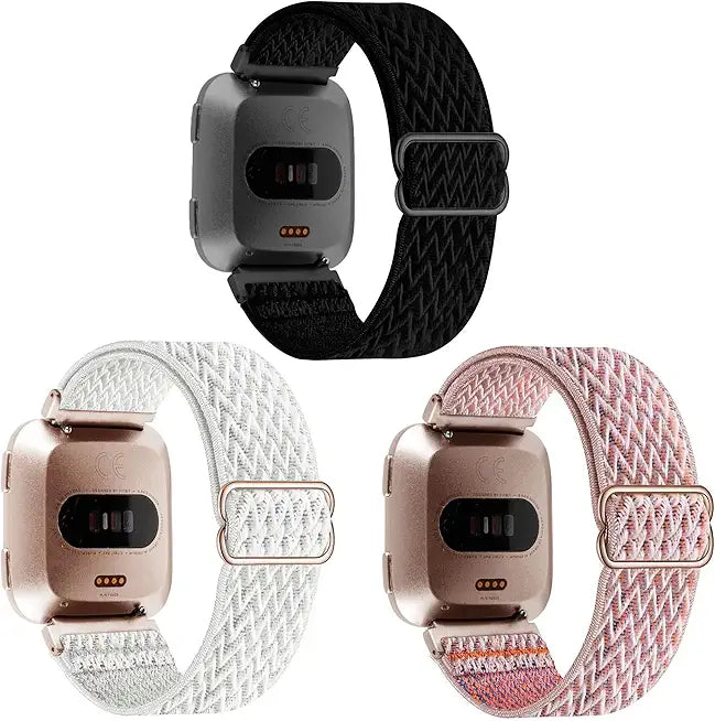 3-Pack Nylon Bands Compatible with Fitbit Versa L820