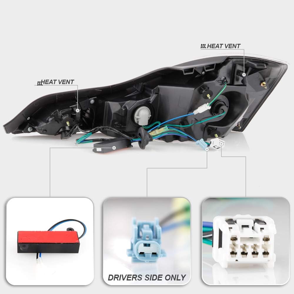 For 2008-2015 Infiniti G37 Q60 Coupe Black Housing LED Tail Lights Assembly Left+Right K67829