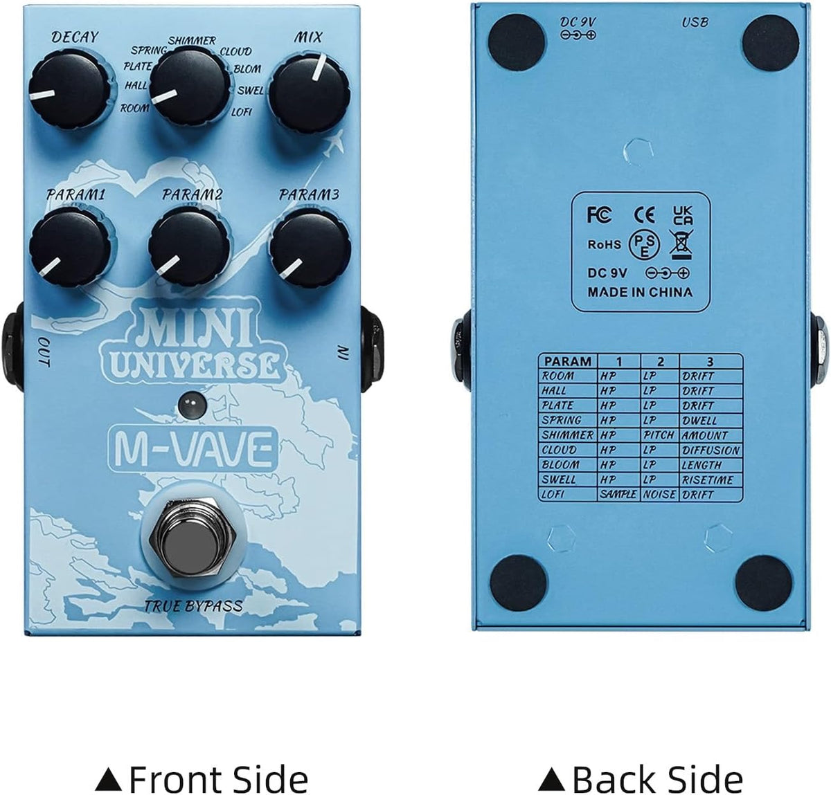 Digital Reverb Pedal with 9-Mode Reverb Selection for Guitar Bass V65334