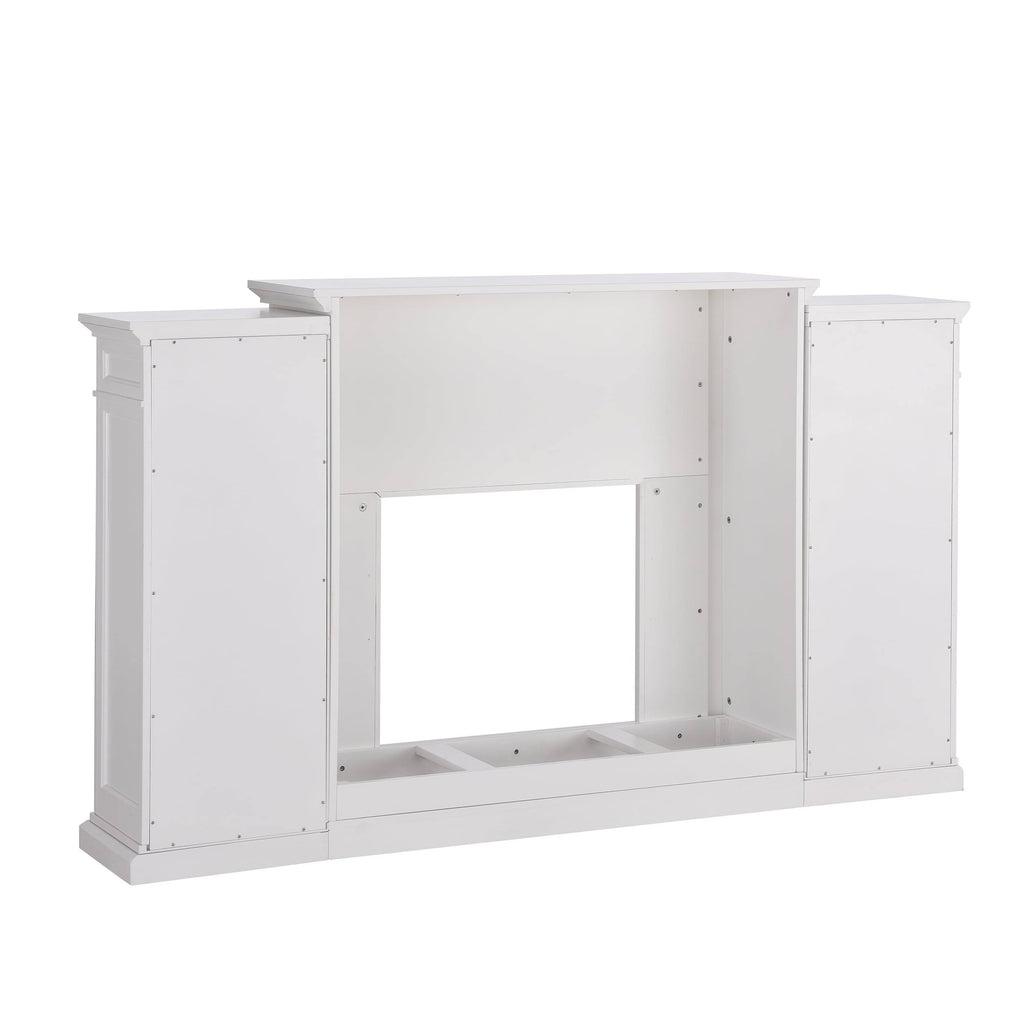White Bookcase Electric Fireplace Brick D180