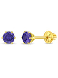 Simulated Amethyst Toddler Earrings Safety Screw Back N33683