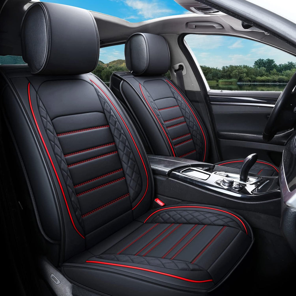 Black Non-Slip Universal Leather Car Seat Covers Full Set A66318