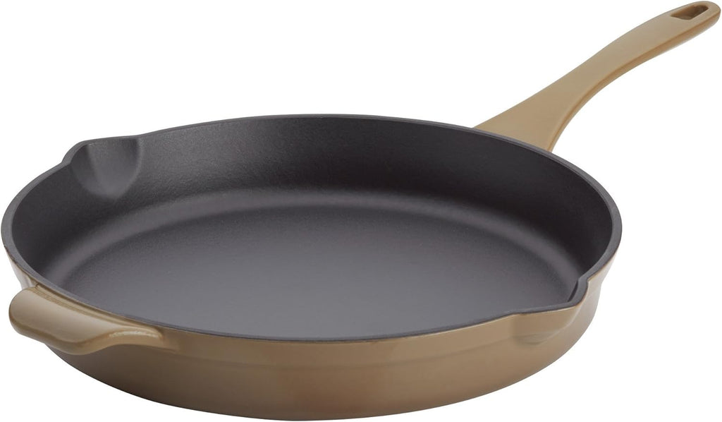 10 Inch Enameled Cast Iron Skillet with Pour Spouts C318