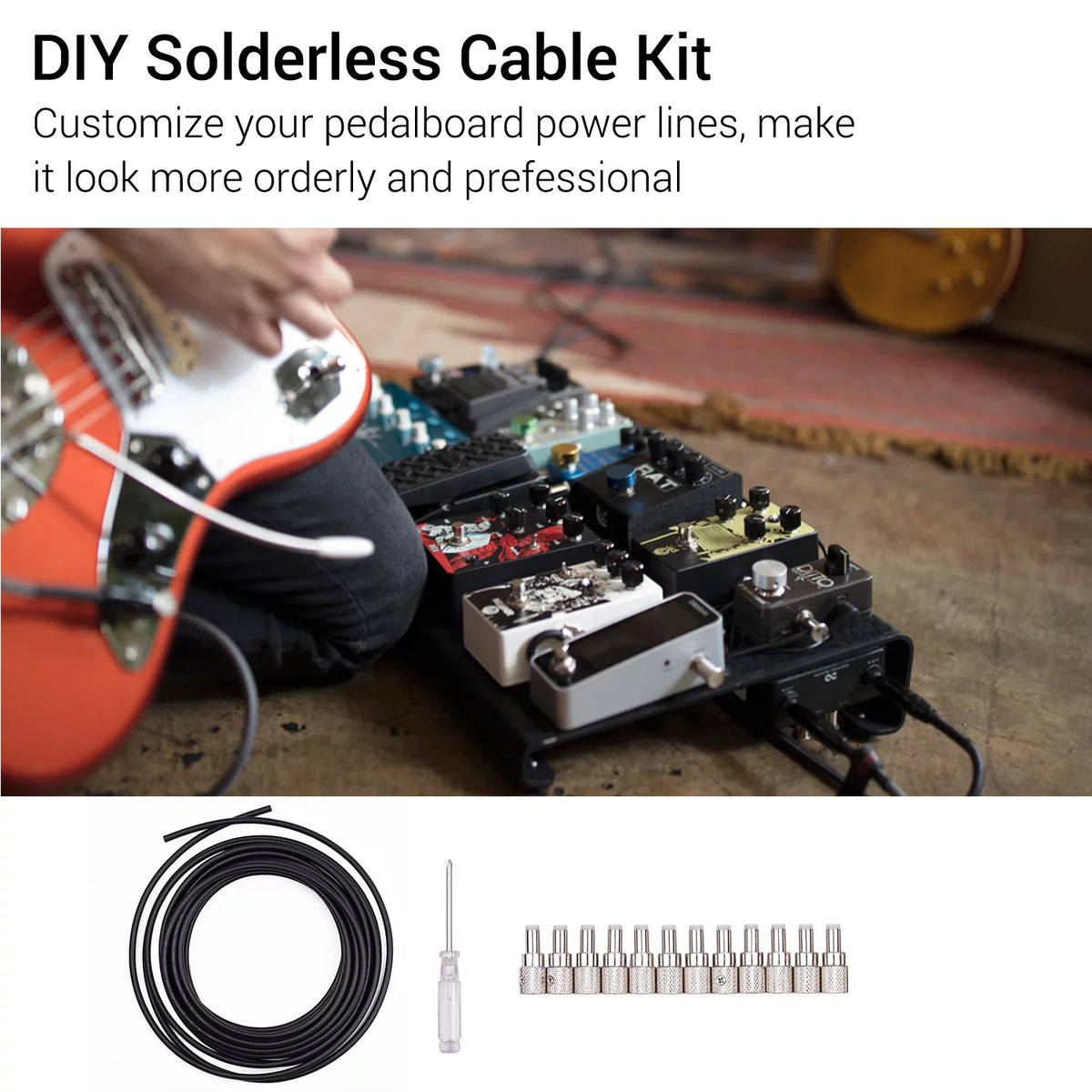 Solderless Guitar Pedal Cable Kit with 12 Plugs I9680
