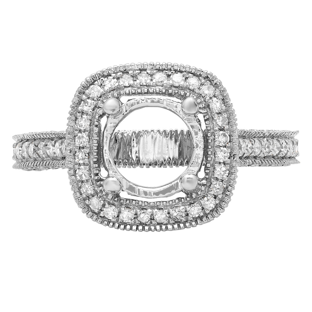0.90 Carat 10K White Gold Round White Diamond Semi Mount Engagement Ring Q71092