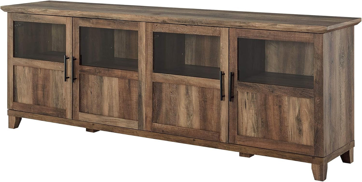 70 Inch Rustic Oak Glass and Wood TV Stand H386