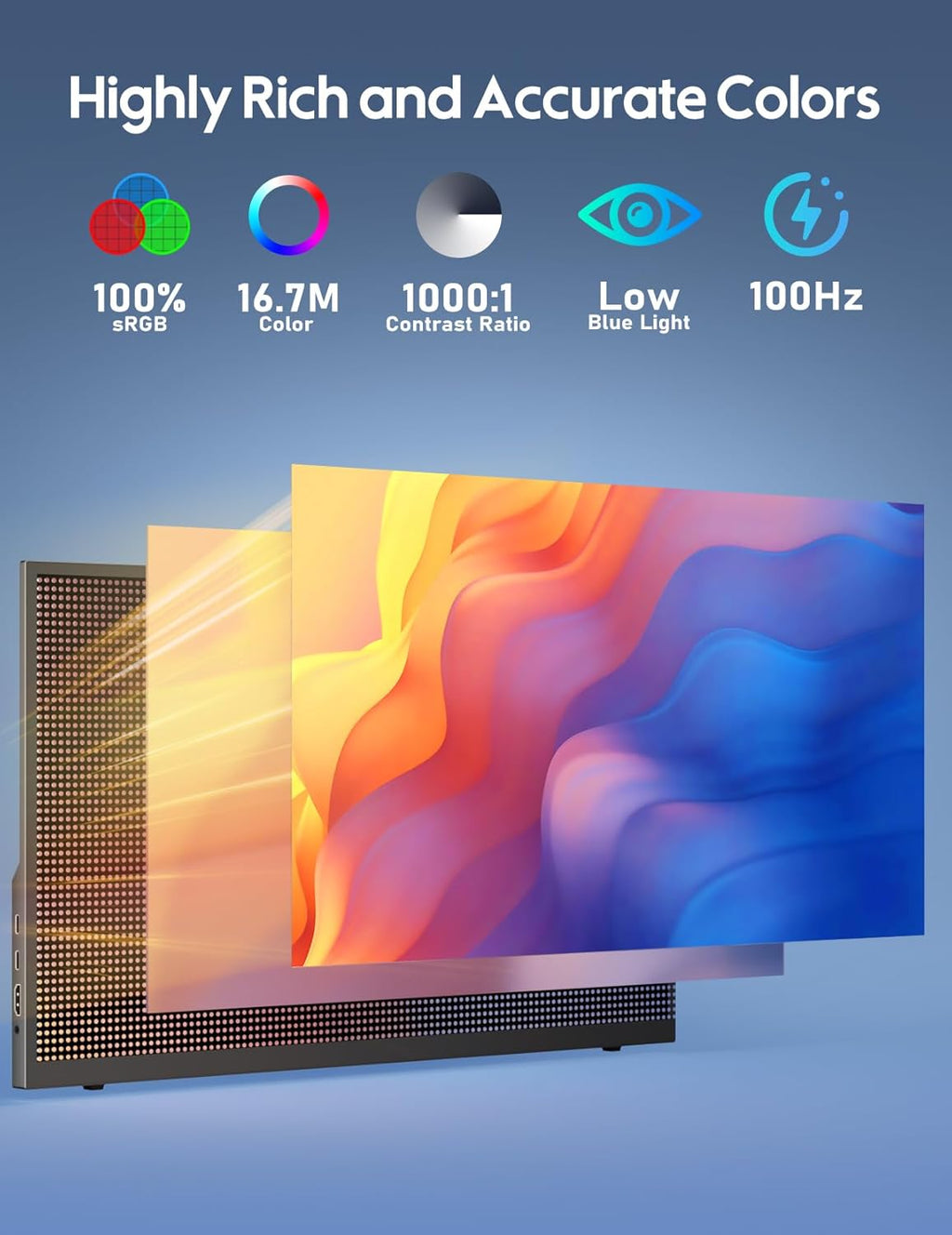 18.5 inch 100Hz Portable Monitor 1080P FHD IPS HDR Gaming Display I3942