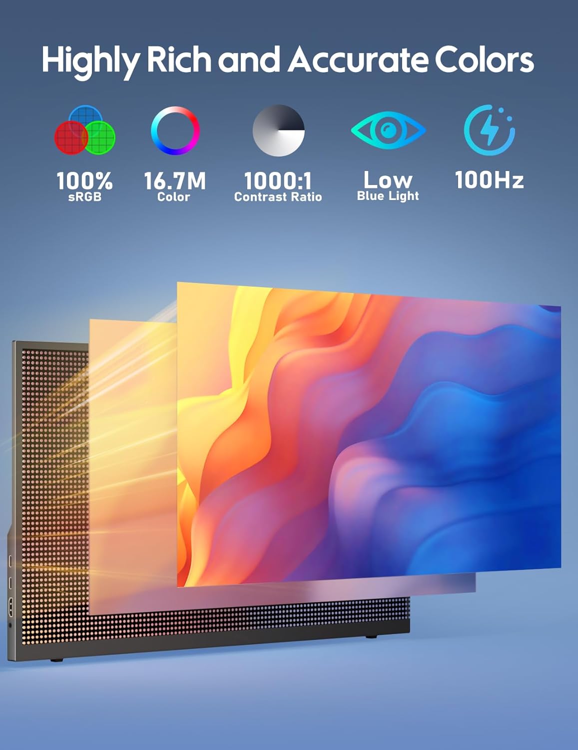 18.5 inch 100Hz Portable Monitor 1080P FHD IPS HDR Gaming Display I3942