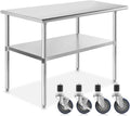 Stainless Steel Commercial Work Table with 4 Casters 48 in. x 24 in. L7100
