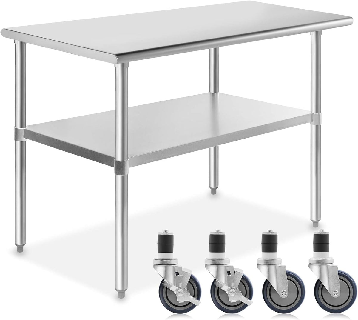 Stainless Steel Commercial Work Table with 4 Casters 48 in. x 24 in. L7100